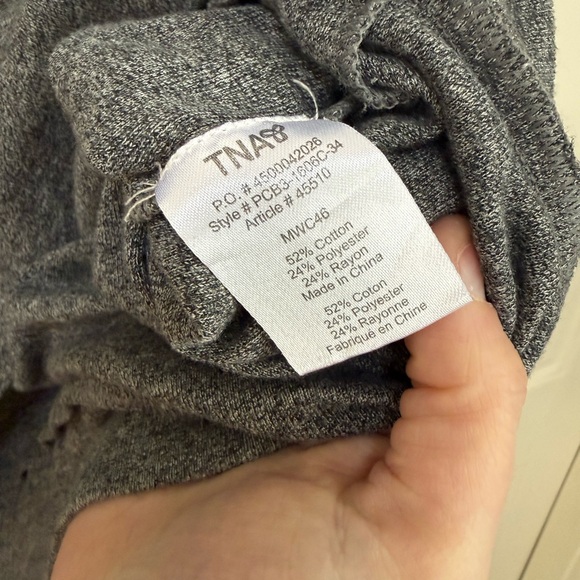 TNA | Y2K 00s Logo 3/4 Sleeve Grey Cuffed Sleeve Sweatshirt - Picture 3 of 4